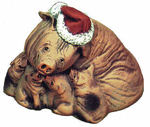 #1617 Christmas Animal Ornaments - Pigs  3 1-4