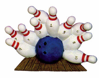 #1976 Bowling Ball & Pins  6 1-2