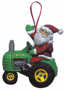 #2182 Ornament - Santa on Tractor  2 3-4"