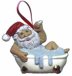 #2183 Ornament - Santa in Bathtub  3