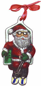 #2193  Ornament - Santa on Skilift  3 3-4