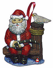 #2202 Ornament - Santa Fishing on Pier  2 1-2