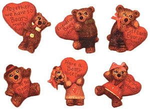 #1632 Bears W-Hearts Magnet (6 in mold) Embossed  2" each