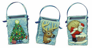 #1687 Bag Ornaments(Reindeer-Tree-Santa in Chimney)  2" each