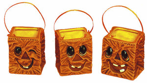 #1745 Bags with Pumpkin Faces (3 in mold)  2 1-2" each