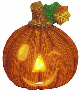 #1746 Pumpkins with Faces (Large) Winking  4 3-4"