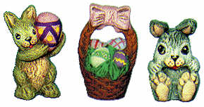#1763 Miniatures - Basket, Rabbit, Rabbit with Egg  1" each