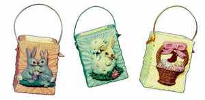 #1788 3 Easter Bags (Bunnies Kissing, Easter Basket, Bunny in Egg)  2"