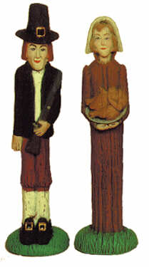#1800 Stick People - Thanksgiving Pilgrim Man & Woman  8 1-2