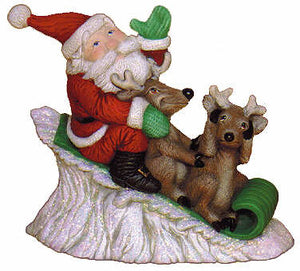 #1954 Toboggan Santa with Reindeer  7 3-4" X 6 3-4"