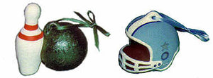 #2050 Ornaments - Helmet & Bowling 2 3-4" each