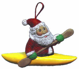 #2184 Ornament - Santa in Kayak  3 3-4"