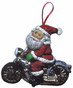 #2185 Ornament - Santa on Motorcycle  3"