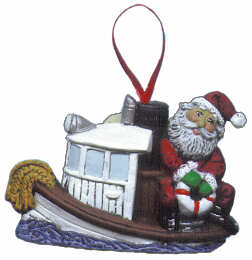 #2186 Ornament - Santa in Tugboat  3"