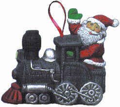 #2187 Ornament - Santa in Train  3 1-4"