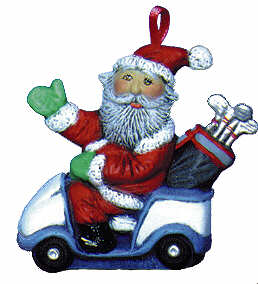 #2204 Ornament - Santa in Golfcart  3