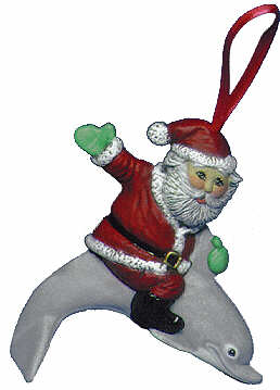 #2205 Ornament - Santa on Dolphin  3 1-4