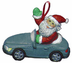 #2206 Ornament - Santa in Sports Car  3"