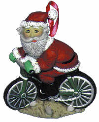 #2214 Ornament - Santa on Bicycle  3"