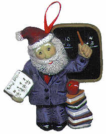 #2215 Ornament - Santa Teacher  3"
