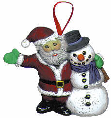 #2216 Ornament - Santa & Snowman Friend  3"