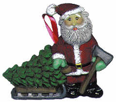 #2218 Ornament - Santa Pulling Sled with Tree  3"