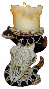 #2261 Steer Skull & Snake Candleholder  6 1-4"