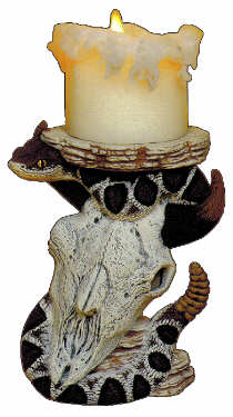 #2261 Steer Skull & Snake Candleholder  6 1-4