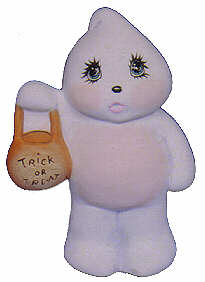 #2416 Ghost with Trick Or Treat  4"