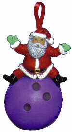 #2480 Sports Ornament - Santa Bowling  3"