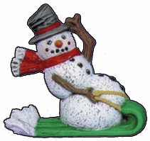 #2486 Snowman Ornament - Toboggan  3"