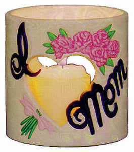 #3051 Candleholder - I (Heart) Mom  4"