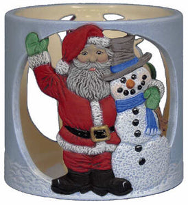 #3085 Candleholder - Santa and Snowman Friends  4"