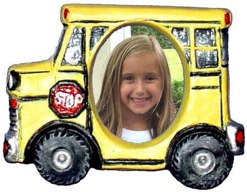#3422 Photo Frame Magnet or Ornament - School Bus