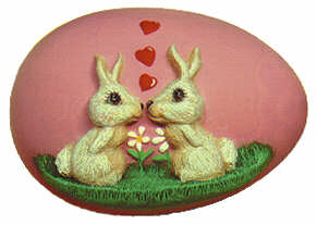 #458 Egg - Kissing Bunnies  3"