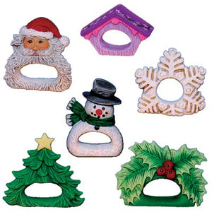 6 Christmas Napkin Ring Molds2614, 2615, 2616, 2617, 2623, 2624 (2 per mold)