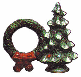 #844 Tree and Wreath Napkin Ring  3 1-2"