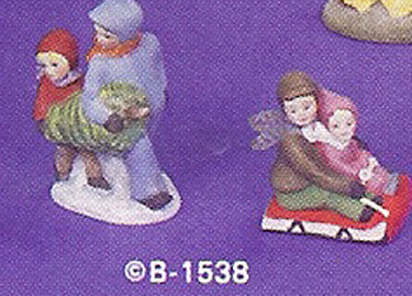 B1538 Village Children w- Sled & Tree Ceramic Molds