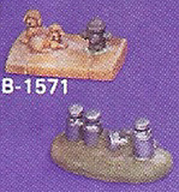 B1571 Village Milkcans & Hydrant w- Dog Ceramic Molds