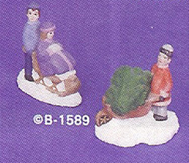 B1589 Village Child w- Sleigh & Tree Ceramic Molds