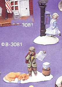 B3081 Village Newsboy & Girl w- Mailbox Ceramic Molds