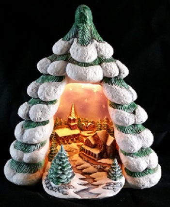 H659ABBDE Christmas Tree w-Church Hershey Ceramic Mold