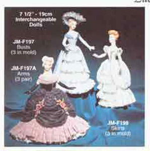 JMF-198 7 1-2"-3 Skirts only Doll Molds