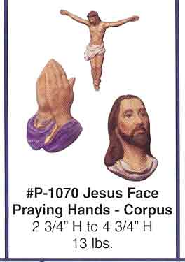 P1070 Jesus Face - Praying Hands - Corpus  Ceramic Molds