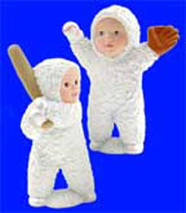 S1496 Two Snow Baby Baseball Players Ceramic Mold