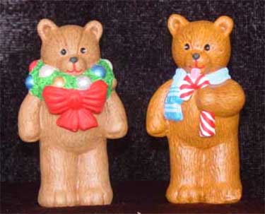 S1565 Bear w-wreath & Bear w-candy cane Ceramic Mold