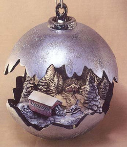 H509ABDH515A Large Round Ornament w-mill, pond, horse & truck Hershey Ceramic Mold