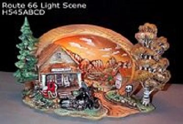 H545ABCD Large RT 66 Light Scene w-Motorcycle Hershey Ceramic Mold
