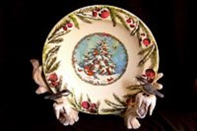 H576 A1Large Bowl-Branch with Chickadee, Snowcaps Hershey Ceramic Mold