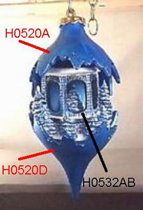 H532AB J. Bay window insert for teardrop ornament Hershey Ceramic Mold